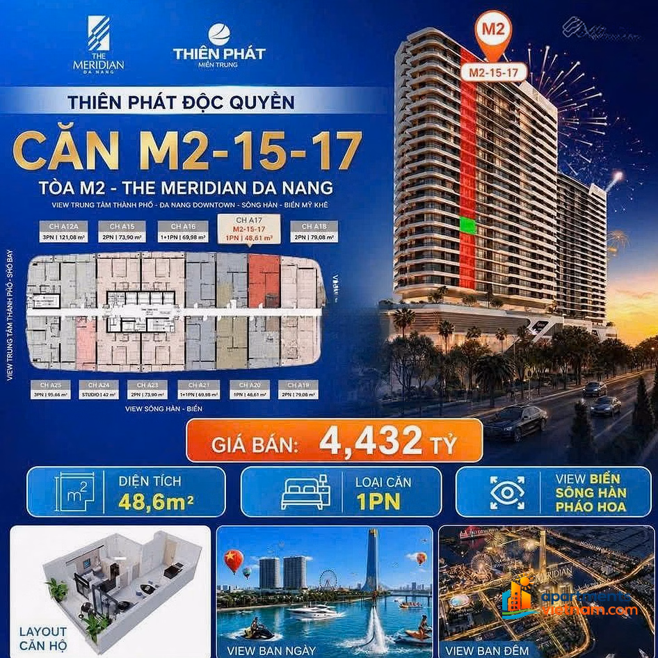 Diplomatic rate 1 bedroom apartment 599 million/unit right with view of the remaining DIFF fireworks on high floor