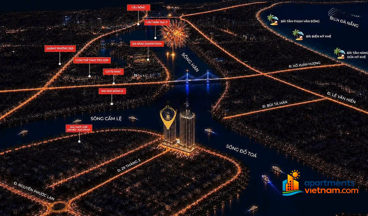 High floor corner apartment, fireworks view, large area at S-Light Tower