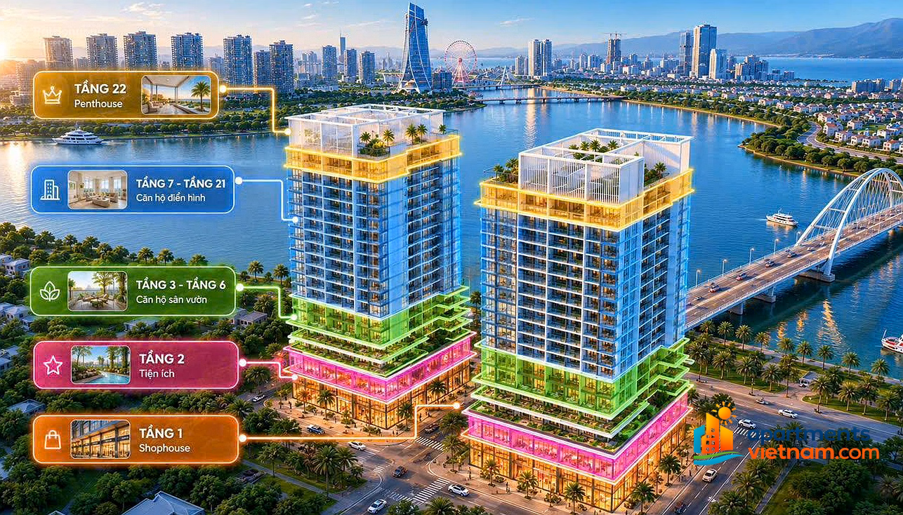 Only 1.6 billion owns apartment S - Light Tower Da Nang with million dollar view, discount up to 19.5%
