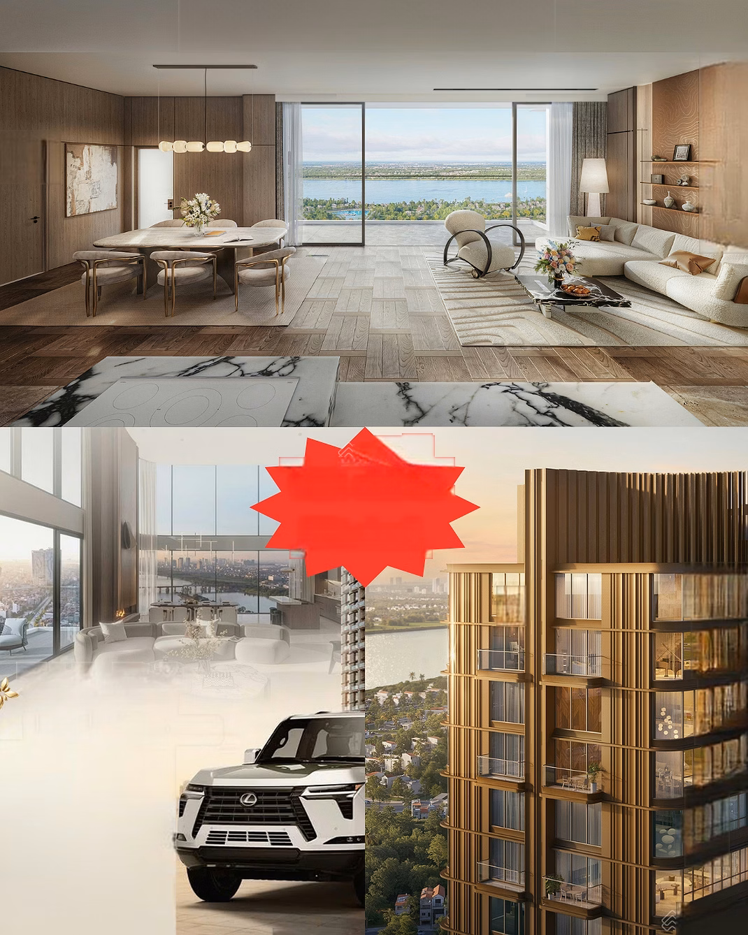 3-bedroom apartment priced from 9.5 billion, 4 bedrooms, Duplex garden, Penthouse view of Red River, West Lake 10 minutes from Old Quarter