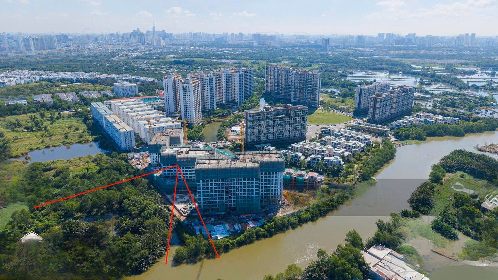 Corner apartment with 2 bedrooms, 73m2, Trellia Cove Mizuki Park project, extremely beautiful river view, 5.5 billion including VAT, only 10% to sign sale contract