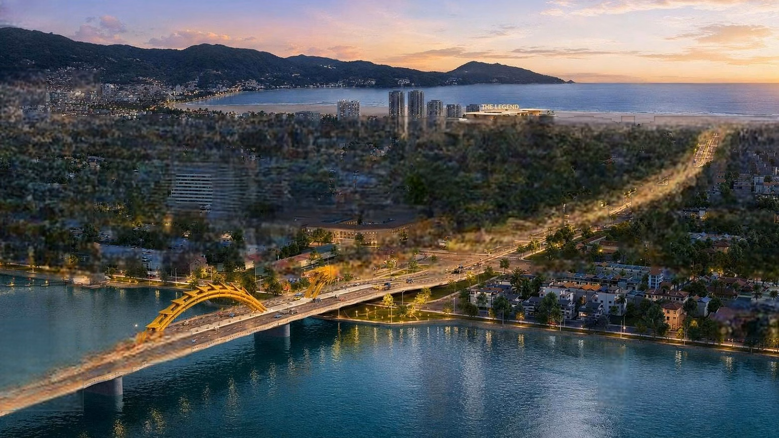 Diplomatic beautiful 2-bedroom apartment The Legend Da Nang, direct view of Dragon Bridge, My Khe beach, price only 11 billion