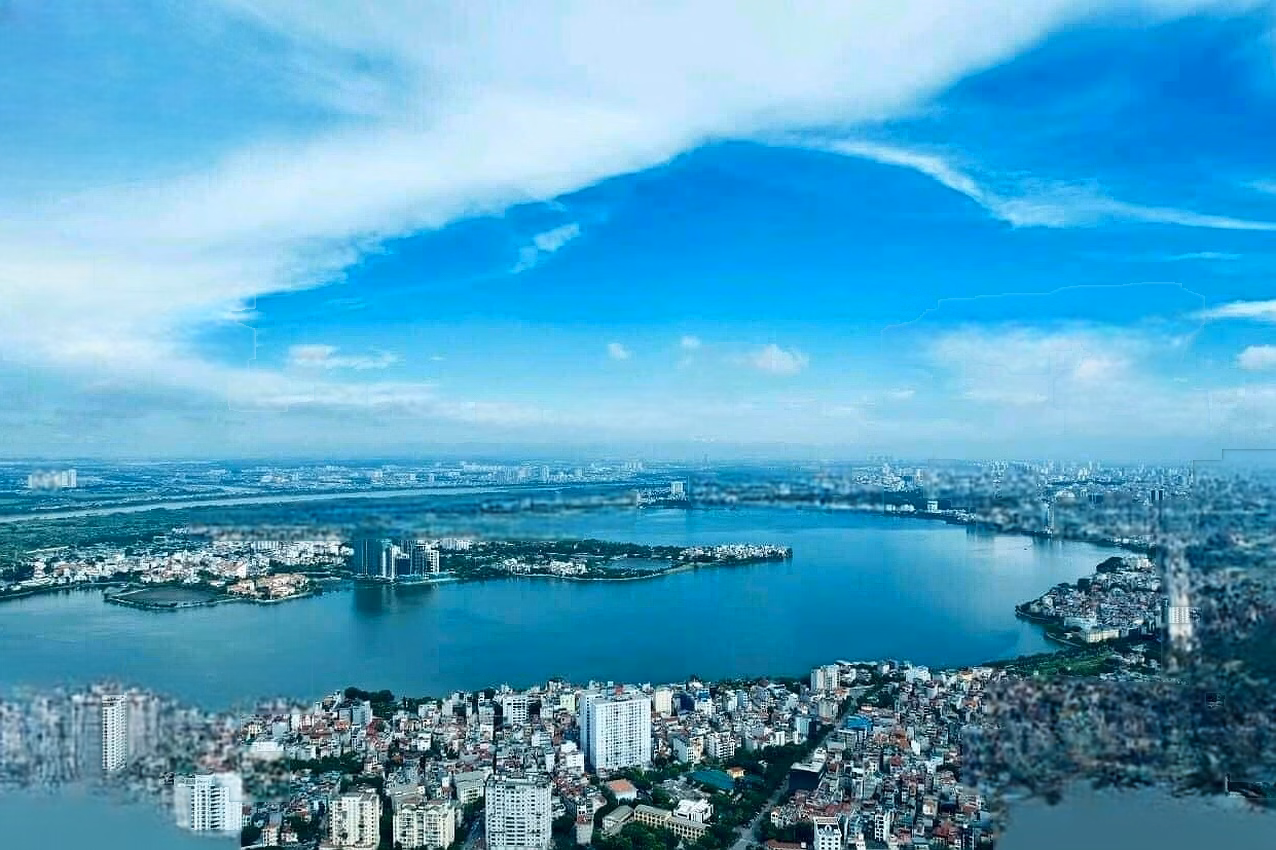 Han Jardin apartment for rent, 110 m2, 3 bedrooms, high floor, West Lake view, fully furnished, price 25 million