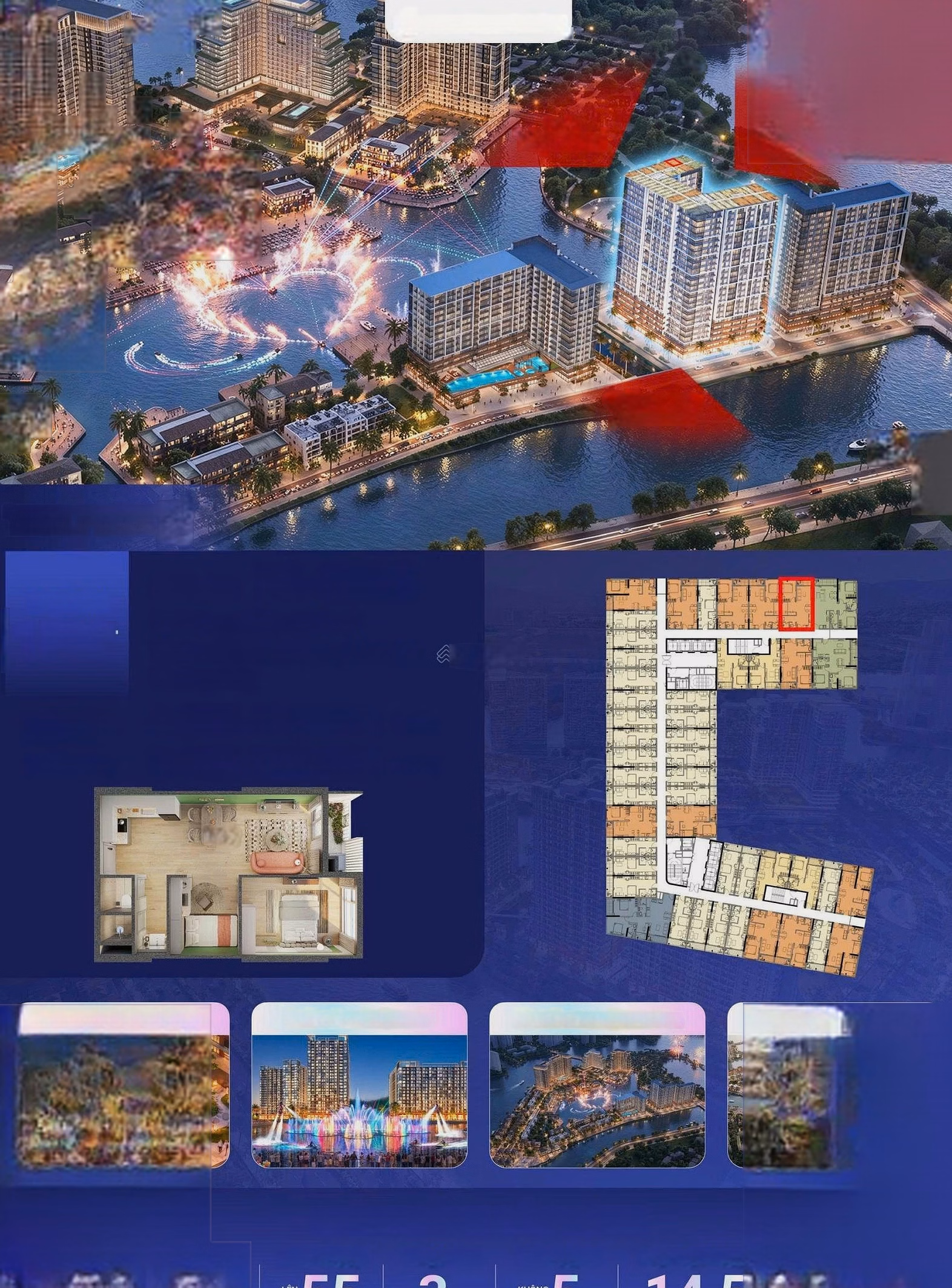 Selling 1 bedroom apartment + view of fireworks lake The Fest 2, Sun Charmora City Nha Trang