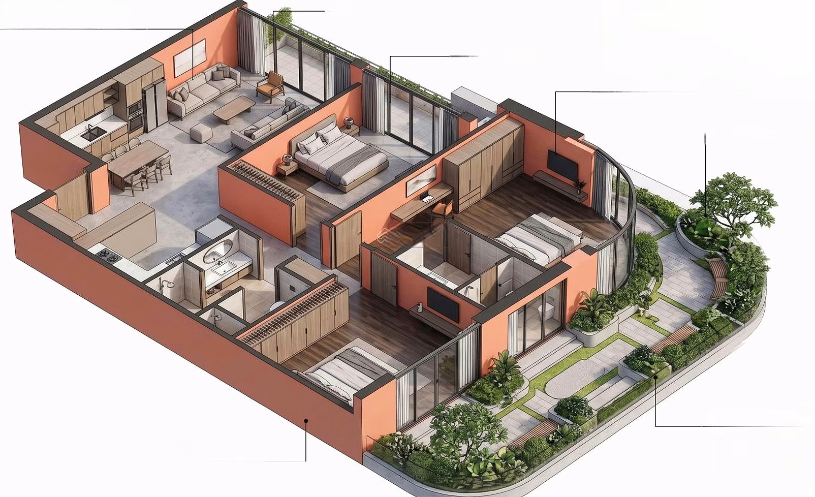 3 bedrooms - Garden apartment - FOURS project - Sun Group project in Da Nang - 124m2 - Price 5.9 billion - foreign exchange rate
