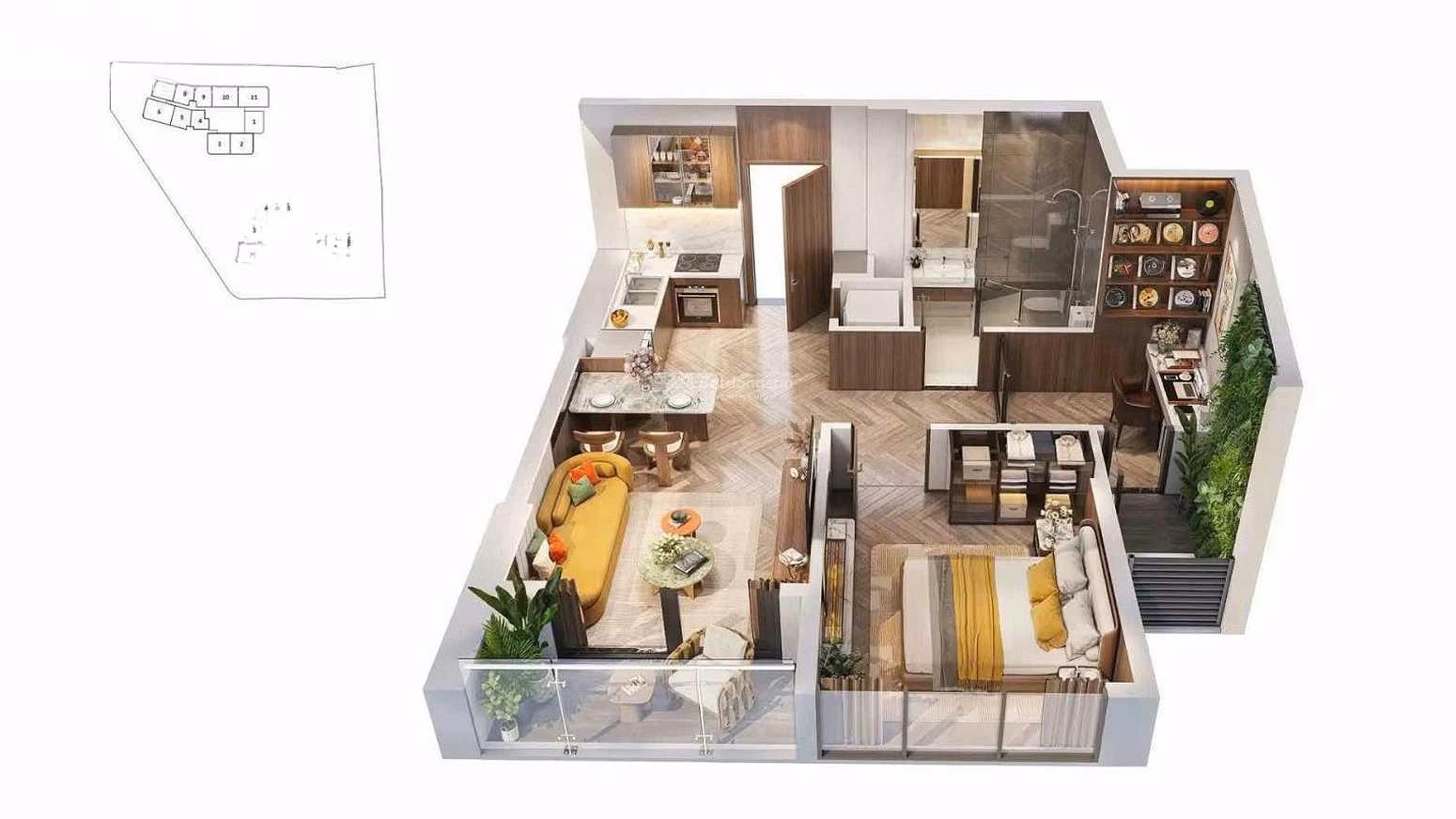 Ready stock 2 bedrooms 1 bathroom, direct view of SG river, Landmark 81, CK 210 million, 15% deposit to receive full house