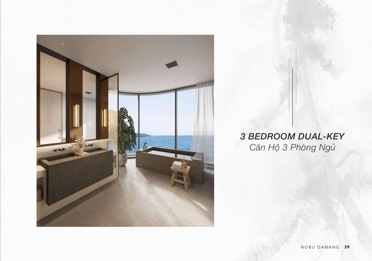 3 bedroom dual key hotel apartment for sale at Nobu Residences Da Nang. Located from 19th to 41st of