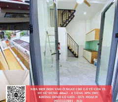 2.9 billion remaining tl - au co street - beautiful house to live immediately 4 floors 3 brs 3 wc right on le dai hang round