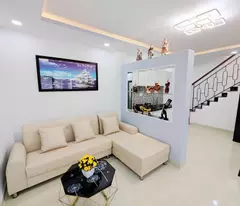 beautiful 2-storey new house for sale, corner 2 fronts + new furniture, 30m from dong nai - nguyen khanh street