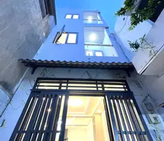 beautiful new private house for sale, 3 floors, 50m2, right at binh dong market, 4 bedrooms, private bathroom