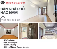 house for sale in hao nam dong da, prime location, solid column frame, 60mx3t, price: 11.3 billion, contact: 0396935190.
