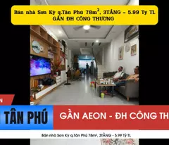 house for sale in son ky, tan phu district 78m², 3 floors - near industry and trade university - 5.99 billion tl