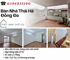 house for sale in thai ha street, near the street, both living and renting, 61mx5t, price: 13.5 billion, contact: 0396935190.