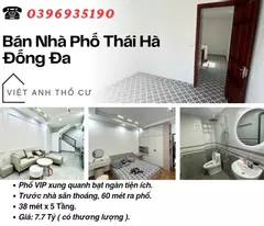 house for sale in thai ha street, open front yard, 60 meters to street, 38mx5t, price: 7.7 billion, contact: 0396935190.