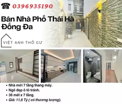 house for sale in thai ha street, wide front, good elevator, 36mx7t, price: 11.6 billion, contact: 0396935190.