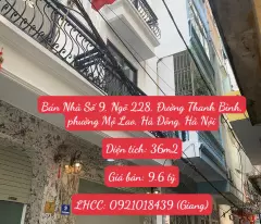 house for sale no. 9, lane 228, thanh binh street, mo lao ward, ha dong, hanoi