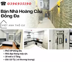 house for sale on hoang cau street, central location, new house, near lake, 39mx5t, price: 9.9 billion, contact: 0396935190.
