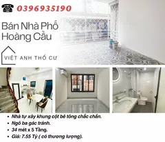 house for sale on hoang cau street, two front and back, residential construction, 34mx5t, price: 7.55 billion, contact: 0396935190.