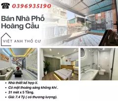 house for sale on hoang cau street_thiet hop ly_thong sang house_31mx5t_price: 7.4 billion_lh; 0396935190.
