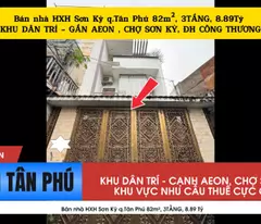 house for sale, son ky social house, tan phu district, 82m², 3 floors, 8.89 billion - near aeon
