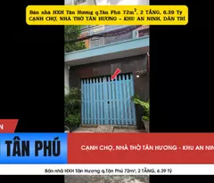 house for sale, tan huong social house, tan phu district, 72m², 2 floors, 6.39 billion - next to market, church