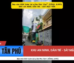 house for sale, vuon lai social house, tan phu district, 72m², 2 floors, 8.99 billion