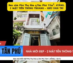 new - beautiful house for sale in phu tho hoa, tan phu district, 72m², 4 floors, 7.25 billion