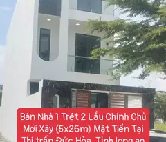 newly built 1 ground 2 floor house for sale by owner (5x26m) front facade in duc hoa town, long an province