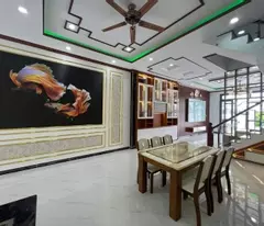sale of beautiful house dinh phong, 2 floors, 59m2, 3 bedrooms, full wood furniture.