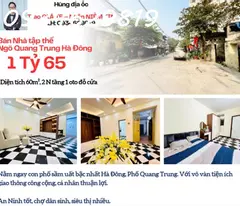 selling a dormitory house in quang trung alley, ha dong, hanoi. 1st floor car access to the place
