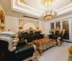 special gold-pladed banner - premium interior 70m 6 floors royal design elevator