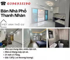 thanh nhan townhouse for sale, main owner no hau, beautiful new house, 31mx5t, price: 7.8 billion, contact: 0396935190.