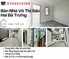 vo thi sau townhouse for sale, modern furniture, few car steps, 40mx6t, price: 9.4 billion, contact: 0396935190.